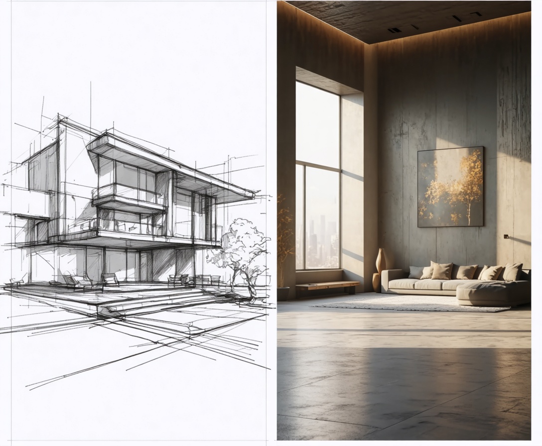 Процесс дизайна с ИИ: от эскиза до рендера