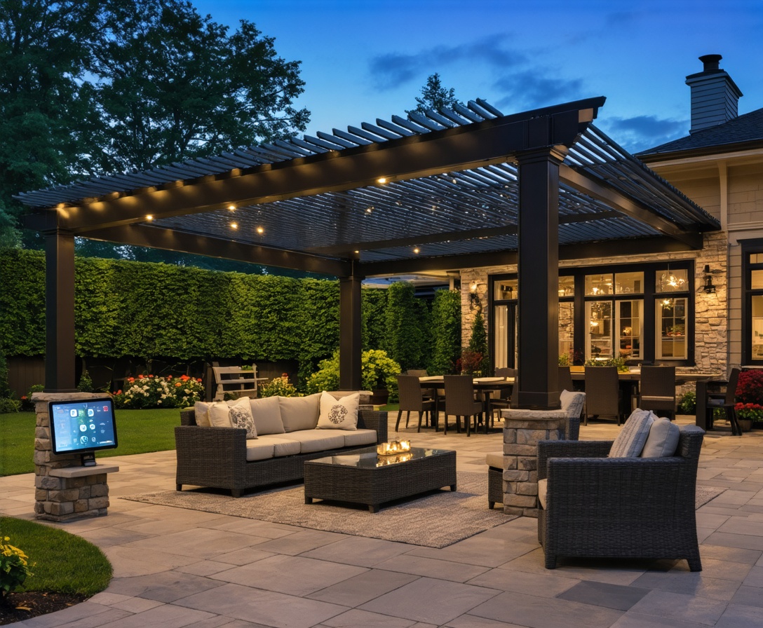 Умное патио с автоматизированной перголой